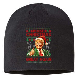 Make Christmas Great Again Funny Trump Santa Hat Xmas Ugly Sustainable Beanie