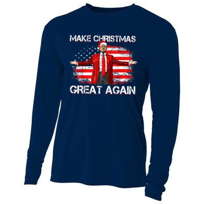 Make Christmas Great Again Santa Funny Trump Xmas Pajamas Cooling Performance Long Sleeve Crew