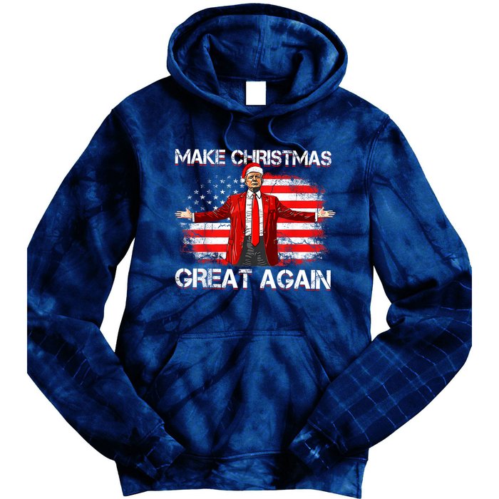 Make Christmas Great Again Santa Funny Trump Xmas Pajamas Tie Dye Hoodie