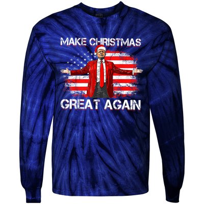 Make Christmas Great Again Santa Funny Trump Xmas Pajamas Tie-Dye Long Sleeve Shirt