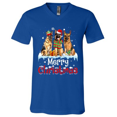 Merry Christmas Ger Shepherd Dog Squad Santa Dog Xmas Meaningful Gift V-Neck T-Shirt