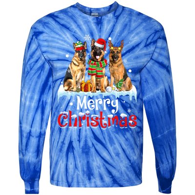 Merry Christmas Ger Shepherd Dog Squad Santa Dog Xmas Meaningful Gift Tie-Dye Long Sleeve Shirt