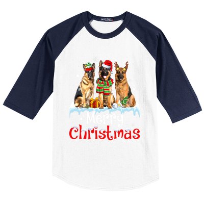 Merry Christmas Ger Shepherd Dog Squad Santa Dog Xmas Meaningful Gift Baseball Sleeve Shirt