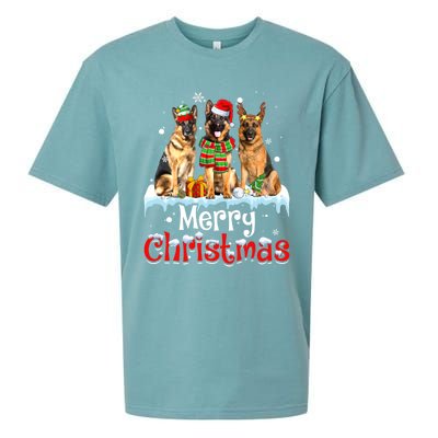 Merry Christmas Ger Shepherd Dog Squad Santa Dog Xmas Meaningful Gift Sueded Cloud Jersey T-Shirt