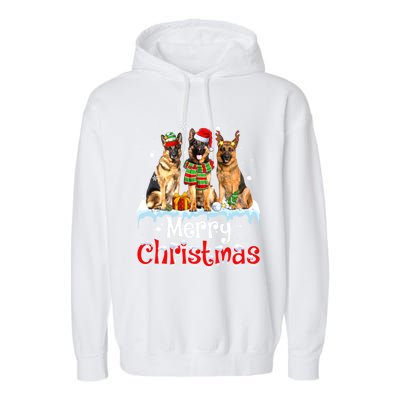 Merry Christmas Ger Shepherd Dog Squad Santa Dog Xmas Meaningful Gift Garment-Dyed Fleece Hoodie