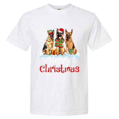 Merry Christmas Ger Shepherd Dog Squad Santa Dog Xmas Meaningful Gift Garment-Dyed Heavyweight T-Shirt