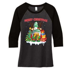 Merry Christmas Gnome Family Christmas Women's Tri-Blend 3/4-Sleeve Raglan Shirt