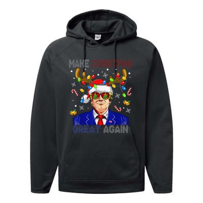 Make Christmas Great Again Funny Trump Ugly Christmas Performance Fleece Hoodie