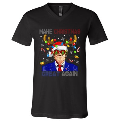 Make Christmas Great Again Funny Trump Ugly Christmas V-Neck T-Shirt