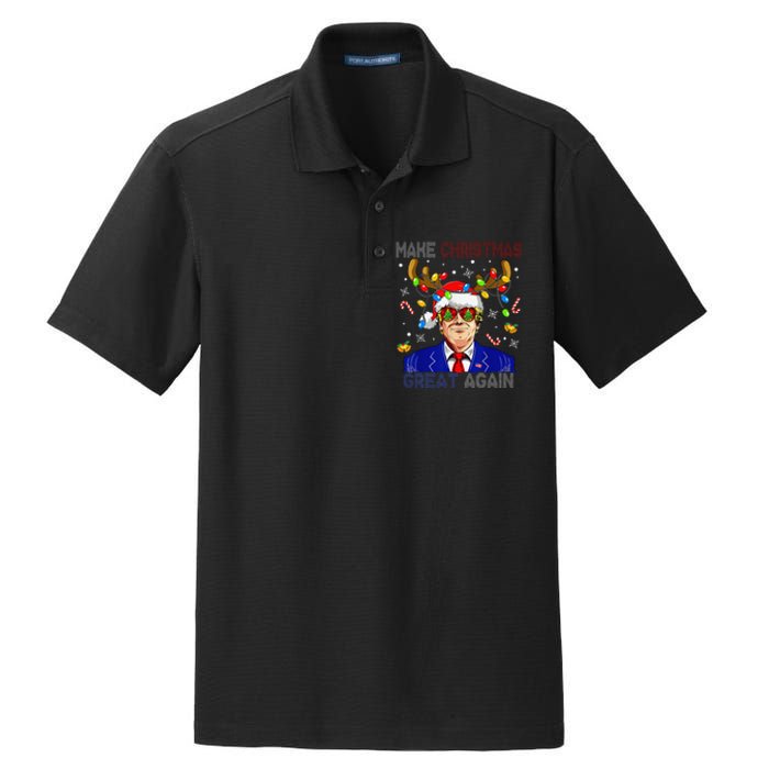 Make Christmas Great Again Funny Trump Ugly Christmas Dry Zone Grid Polo