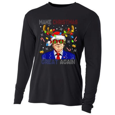 Make Christmas Great Again Funny Trump Ugly Christmas Cooling Performance Long Sleeve Crew