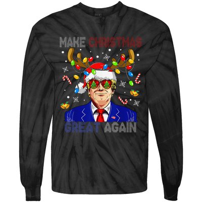 Make Christmas Great Again Funny Trump Ugly Christmas Tie-Dye Long Sleeve Shirt