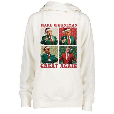 Make Christmas Great Again Funny Santa Trump 2024 Xmas Womens Funnel Neck Pullover Hood