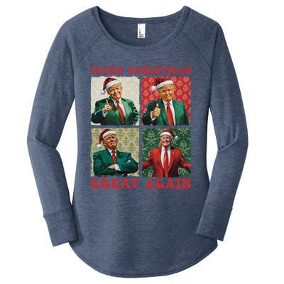 Make Christmas Great Again Funny Santa Trump 2024 Xmas Women's Perfect Tri Tunic Long Sleeve Shirt