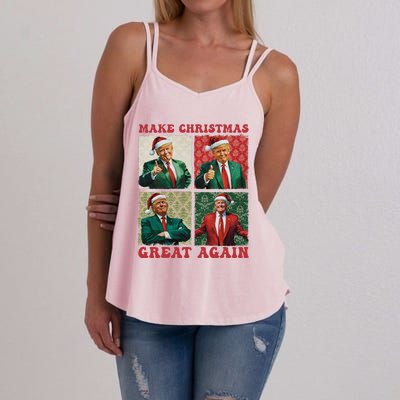 Make Christmas Great Again Funny Santa Trump 2024 Xmas Women's Strappy Tank