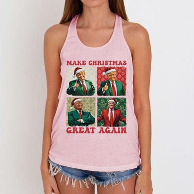 Make Christmas Great Again Funny Santa Trump 2024 Xmas Women's Knotted Racerback Tank