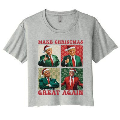 Make Christmas Great Again Funny Santa Trump 2024 Xmas Women's Crop Top Tee