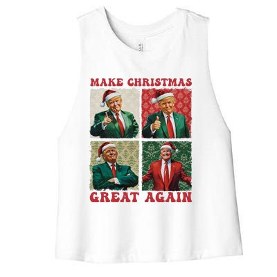 Make Christmas Great Again Funny Santa Trump 2024 Xmas Women's Racerback Cropped Tank