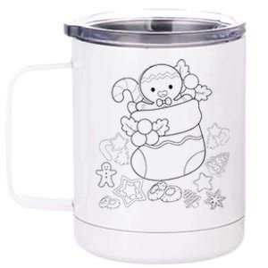 Merry Christmas Gingerbread Man Candy Xmas Diy Coloring 12 oz Stainless Steel Tumbler Cup