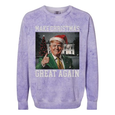 Make Christmas Great Again Funny Santa Trump 2024 Xmas Colorblast Crewneck Sweatshirt