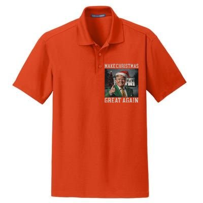 Make Christmas Great Again Funny Santa Trump 2024 Xmas Dry Zone Grid Polo