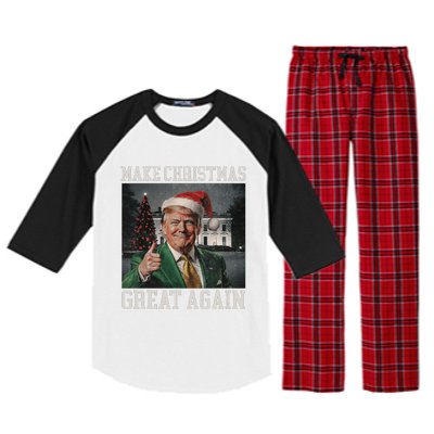 Make Christmas Great Again Funny Santa Trump 2024 Xmas Raglan Sleeve Pajama Set