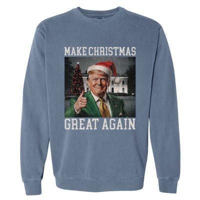 Make Christmas Great Again Funny Santa Trump 2024 Xmas Garment-Dyed Sweatshirt