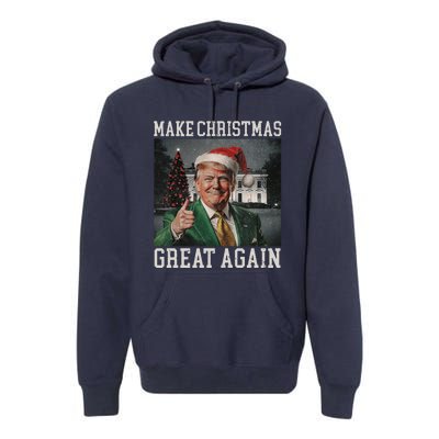 Make Christmas Great Again Funny Santa Trump 2024 Xmas Premium Hoodie