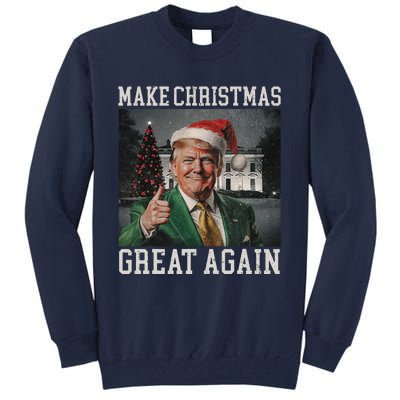 Make Christmas Great Again Funny Santa Trump 2024 Xmas Tall Sweatshirt