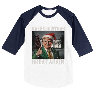 Make Christmas Great Again Funny Santa Trump 2024 Xmas Baseball Sleeve Shirt