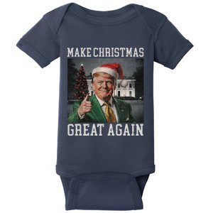 Make Christmas Great Again Funny Santa Trump 2024 Xmas Baby Bodysuit