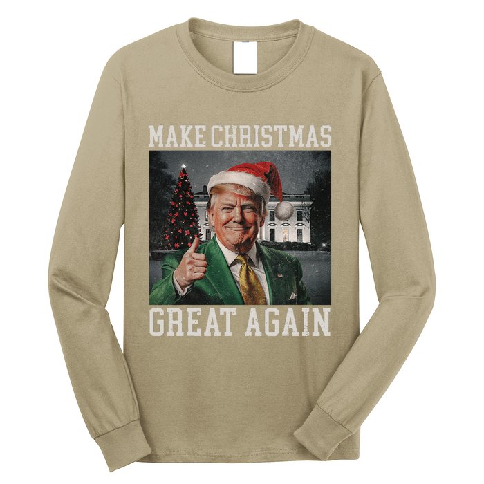 Make Christmas Great Again Funny Santa Trump 2024 Xmas Long Sleeve Shirt