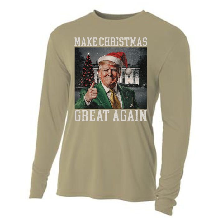 Make Christmas Great Again Funny Santa Trump 2024 Xmas Cooling Performance Long Sleeve Crew