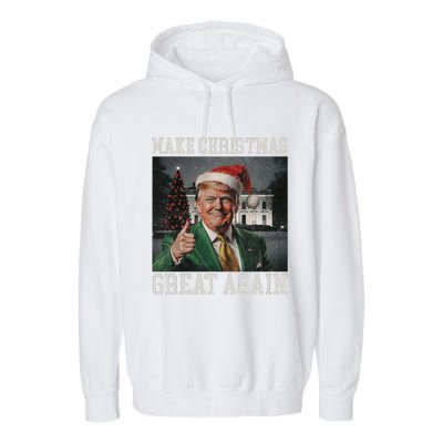 Make Christmas Great Again Funny Santa Trump 2024 Xmas Garment-Dyed Fleece Hoodie