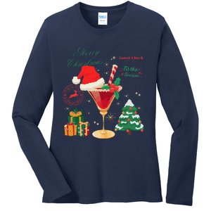 Merry Christmas Guest Check Tis The Season Drinking Ladies Long Sleeve Shirt