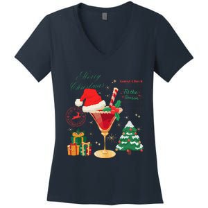 Merry Christmas Guest Check Tis The Season Drinking Women's V-Neck T-Shirt