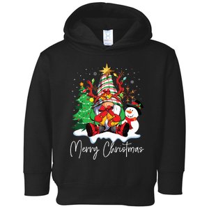 Merry Christmas Gnome Plaid Family Christmas Toddler Hoodie