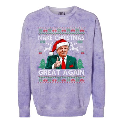 Make Christmas Great Again Funny Trump Xmas Snow Pajama Ugly Gift Colorblast Crewneck Sweatshirt