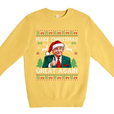 Make Christmas Great Again Funny Trump Xmas Snow Pajama Ugly Gift Premium Crewneck Sweatshirt