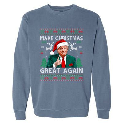 Make Christmas Great Again Funny Trump Xmas Snow Pajama Ugly Gift Garment-Dyed Sweatshirt