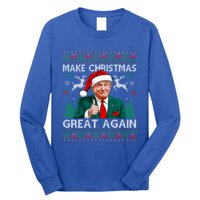 Make Christmas Great Again Funny Trump Xmas Snow Pajama Ugly Gift Long Sleeve Shirt