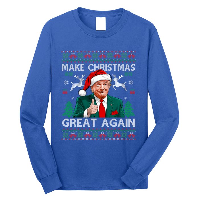 Make Christmas Great Again Funny Trump Xmas Snow Pajama Ugly Gift Long Sleeve Shirt