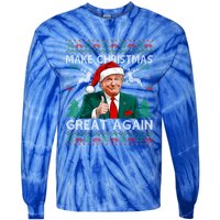 Make Christmas Great Again Funny Trump Xmas Snow Pajama Ugly Gift Tie-Dye Long Sleeve Shirt