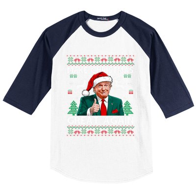 Make Christmas Great Again Funny Trump Xmas Snow Pajama Ugly Gift Baseball Sleeve Shirt