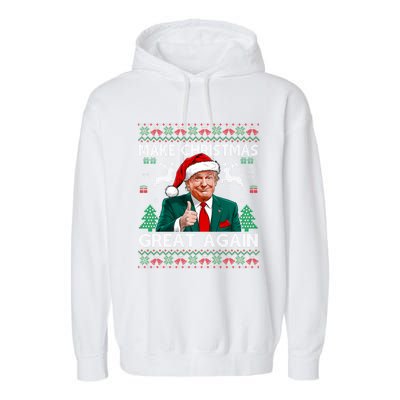 Make Christmas Great Again Funny Trump Xmas Snow Pajama Ugly Gift Garment-Dyed Fleece Hoodie