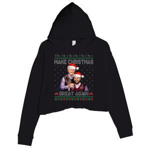 Make Christmas Great Again Trump Vance Brothers Xmas Pajamas Crop Fleece Hoodie