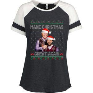 Make Christmas Great Again Trump Vance Brothers Xmas Pajamas Enza Ladies Jersey Colorblock Tee