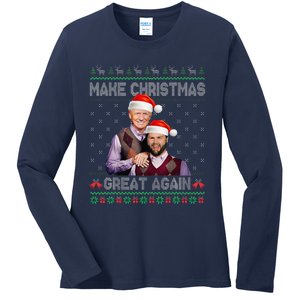 Make Christmas Great Again Trump Vance Brothers Xmas Pajamas Ladies Long Sleeve Shirt