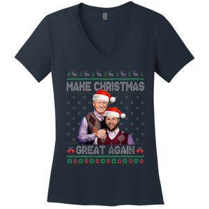 Make Christmas Great Again Trump Vance Brothers Xmas Pajamas Women's V-Neck T-Shirt