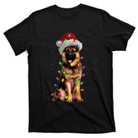 Merry Christmas German Shepherd Santa Hat Lights Xmas T-Shirt